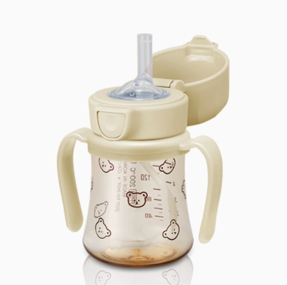 Grosmimi Ppsu Straw Cup with Flip Top & Weight - 6oz (200ml)