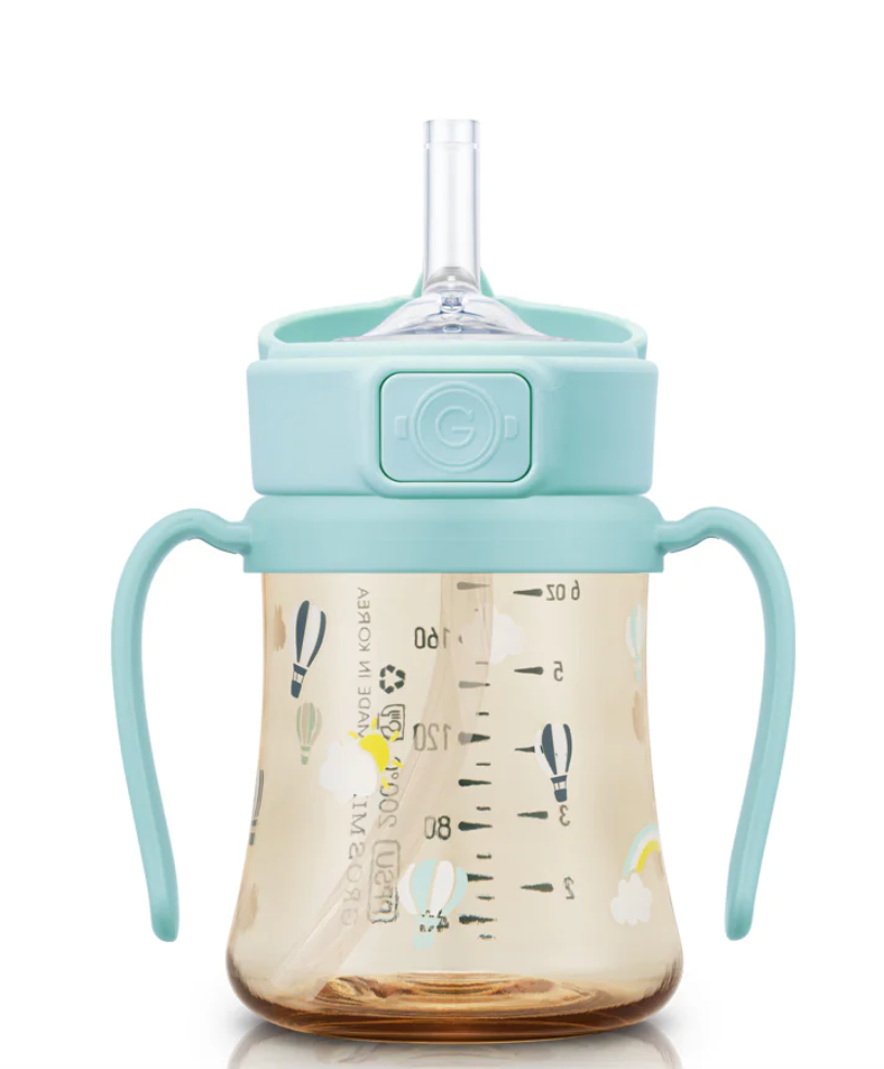 Grosmimi PPSU Straw Cup with Flip Top - Air Balloon - 6oz (200ml)