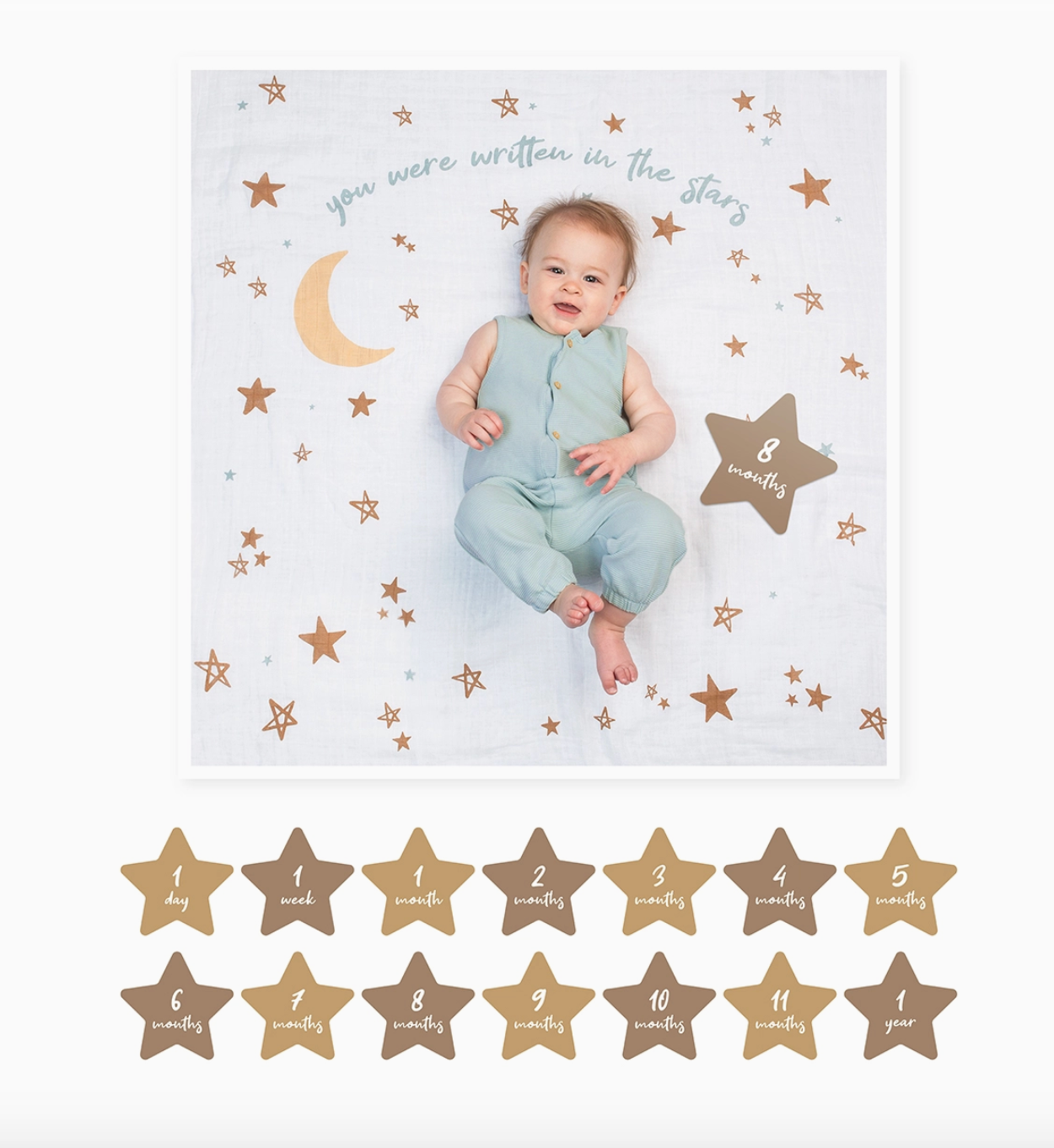 Baby's 1st Year Swaddle & Milestone Cards - Stars